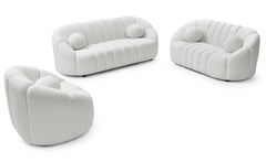 Canapé 2 places design Sidonie Tissu bouclette Blanc