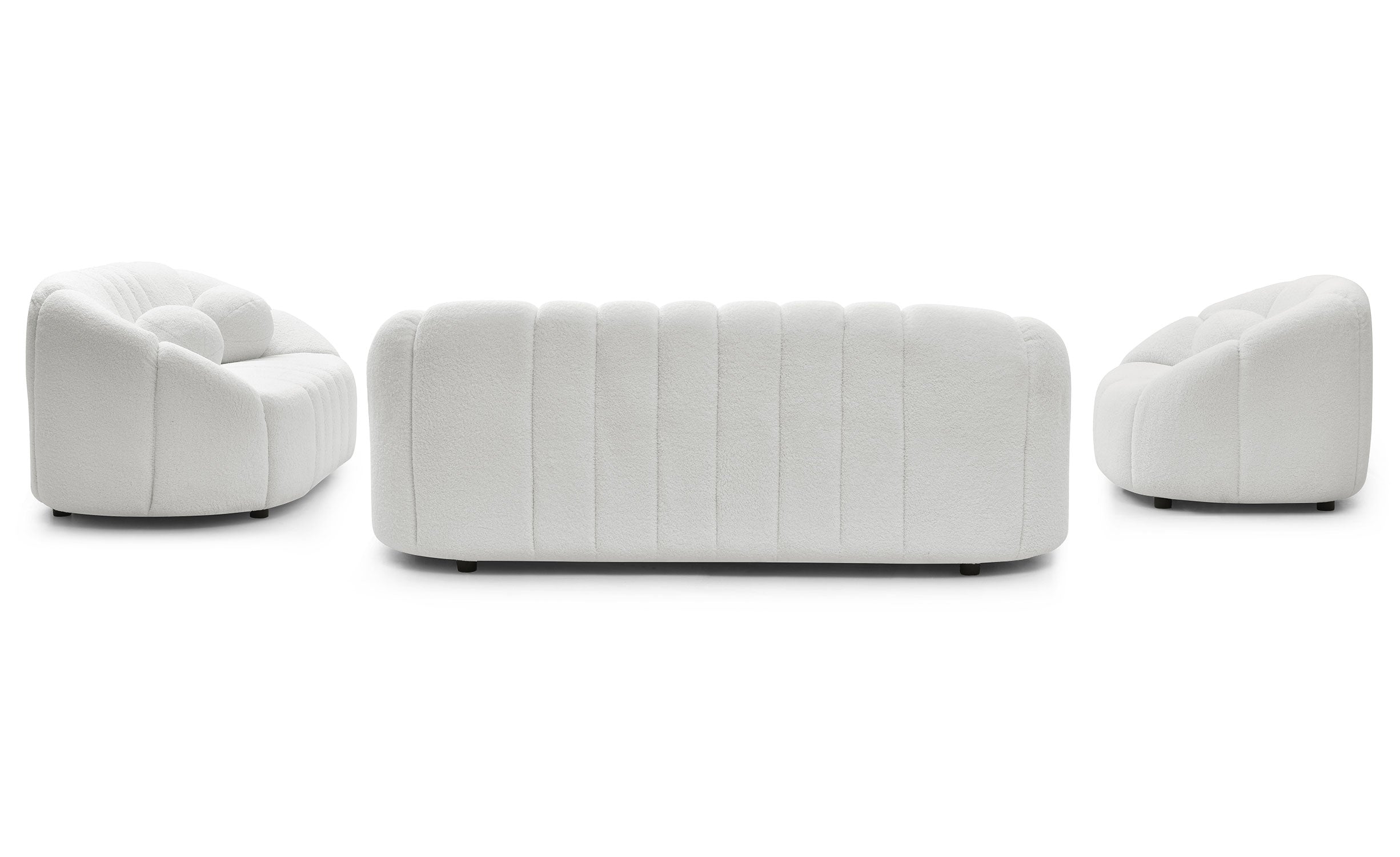 Canapé 2 places design Sidonie Tissu bouclette Blanc