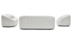 Canapé 2 places design Sidonie Tissu bouclette Blanc