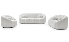 Canapé 2 places design Sidonie Tissu bouclette Blanc