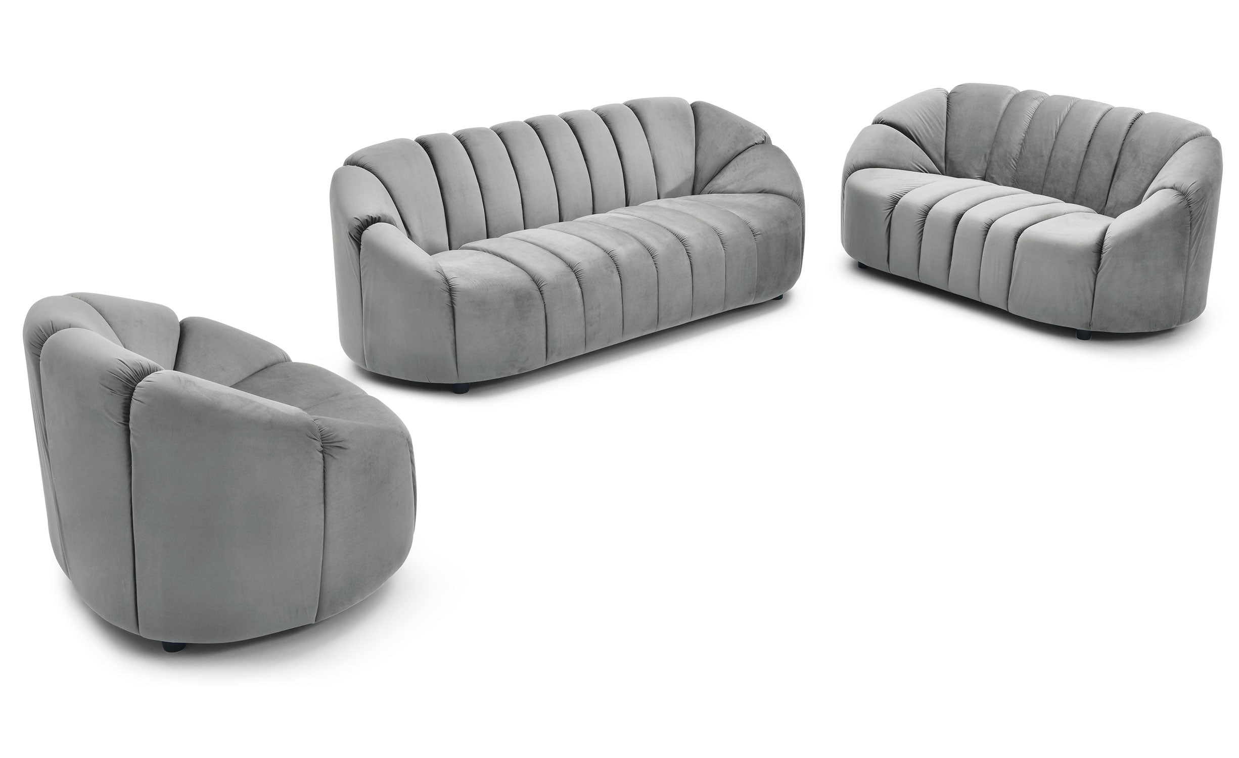 Canapé 2 places design Sidonie Velours Gris