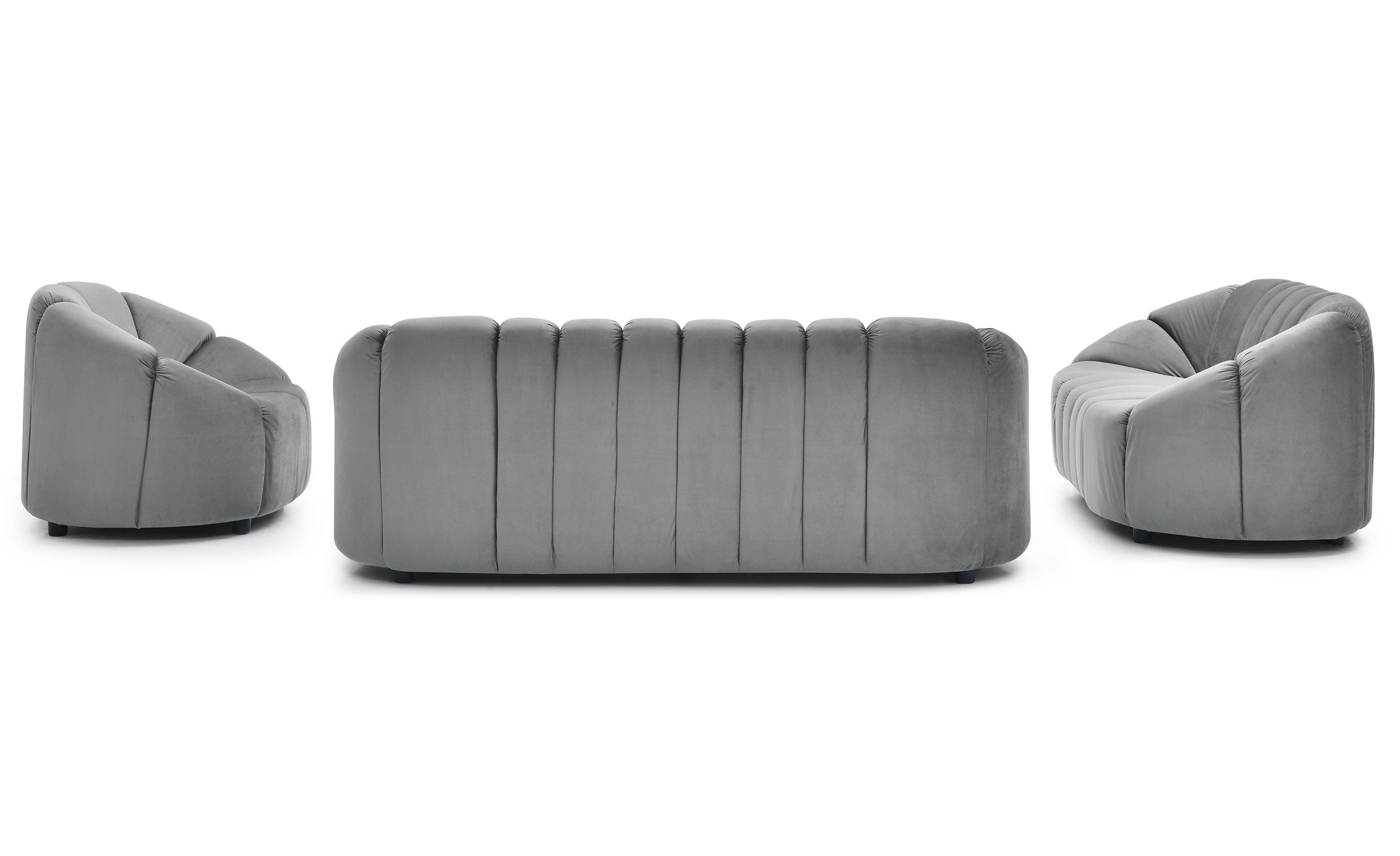 Canapé 2 places design Sidonie Velours Gris
