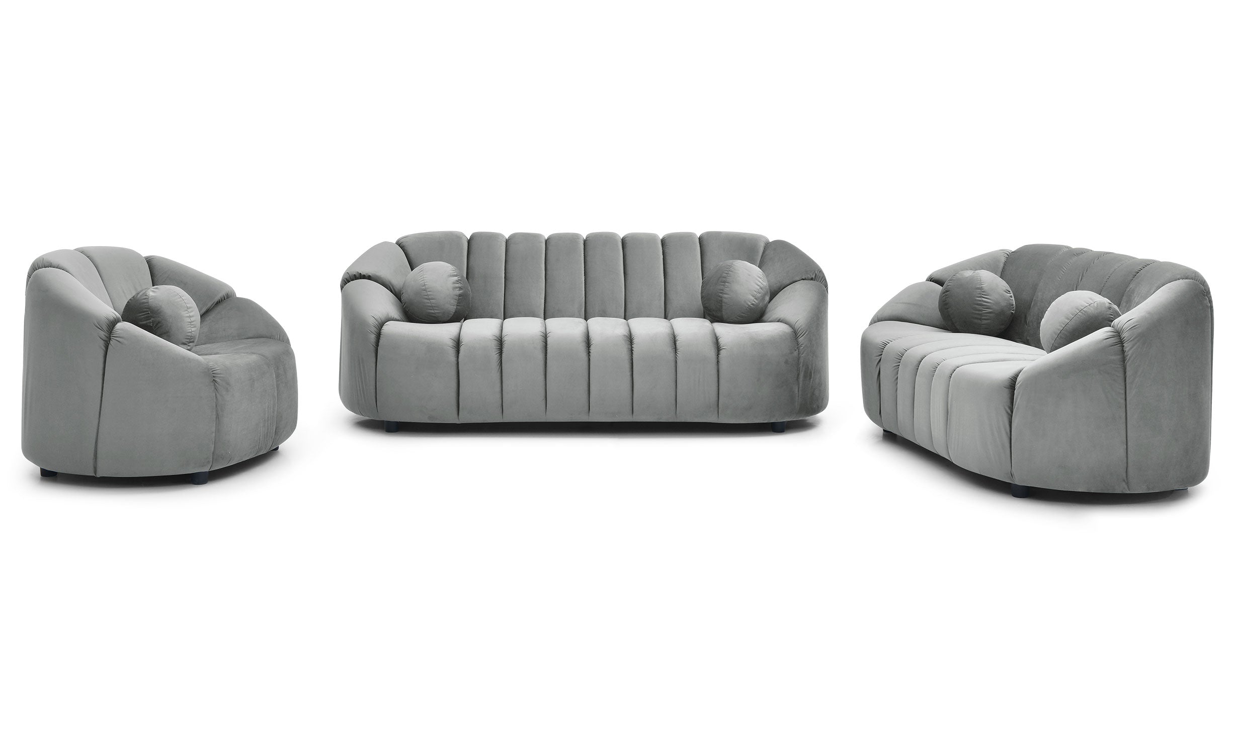 Canapé 2 places design Sidonie Velours Gris