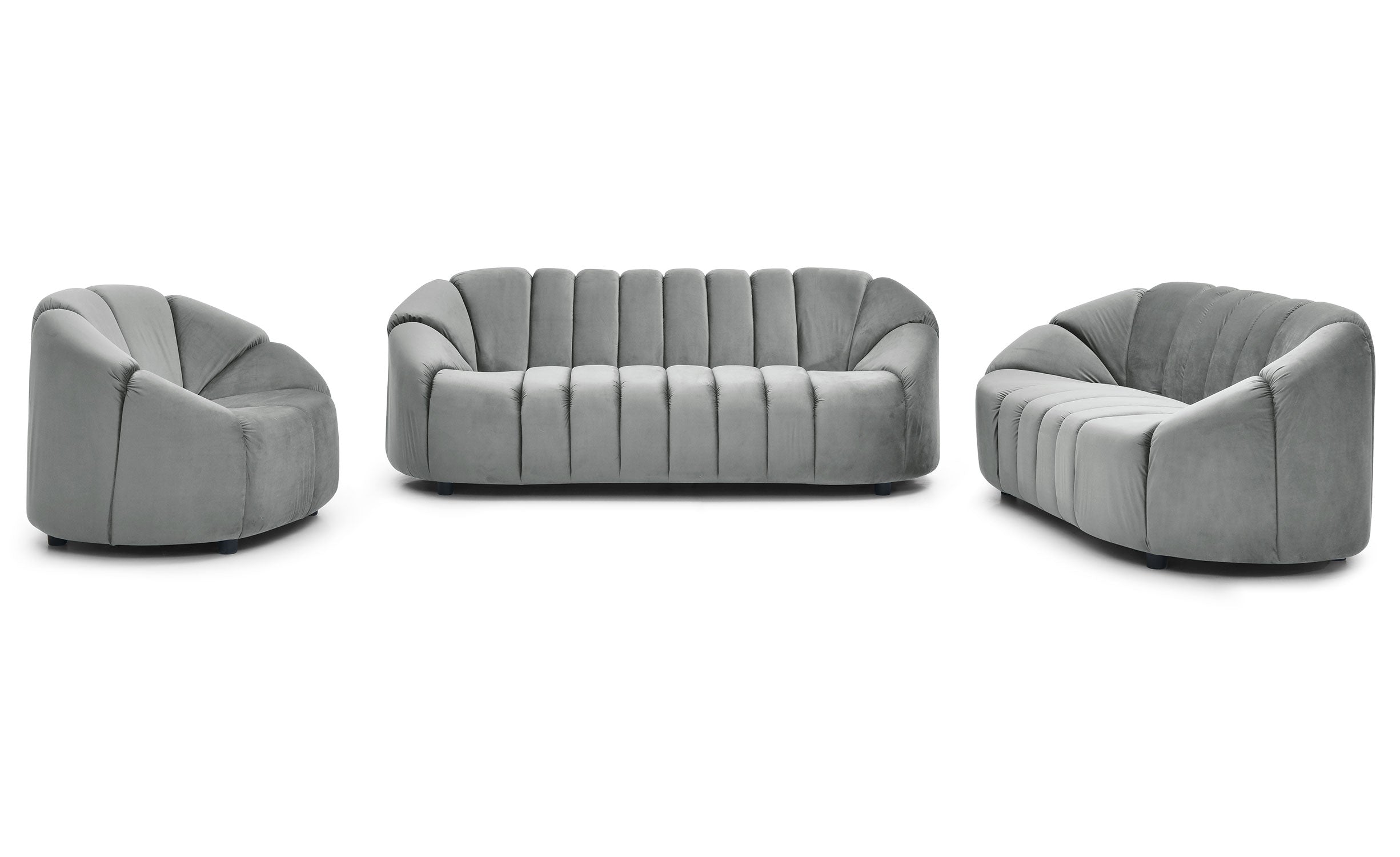Canapé 2 places design Sidonie Velours Gris