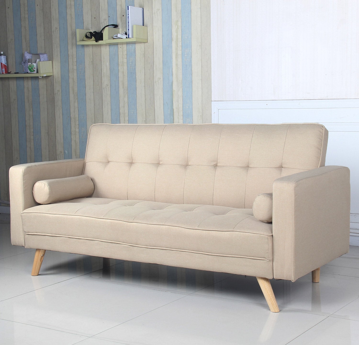Canapé convertible scandinave Slow Tissu Beige
