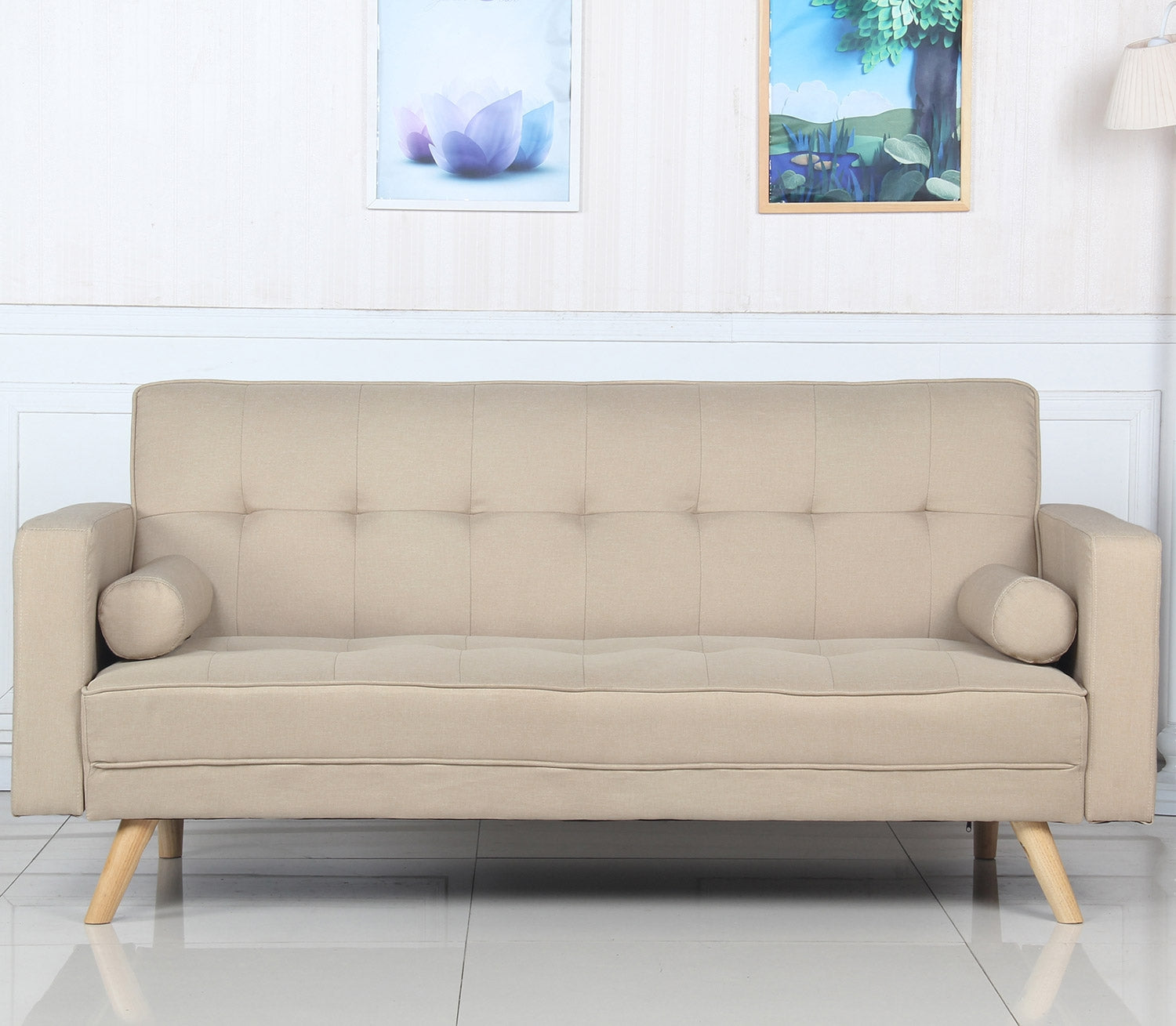 Canapé-lit scandinave Slow Tissu Beige