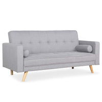 Canapé scandinave convertible en tissu gris clair