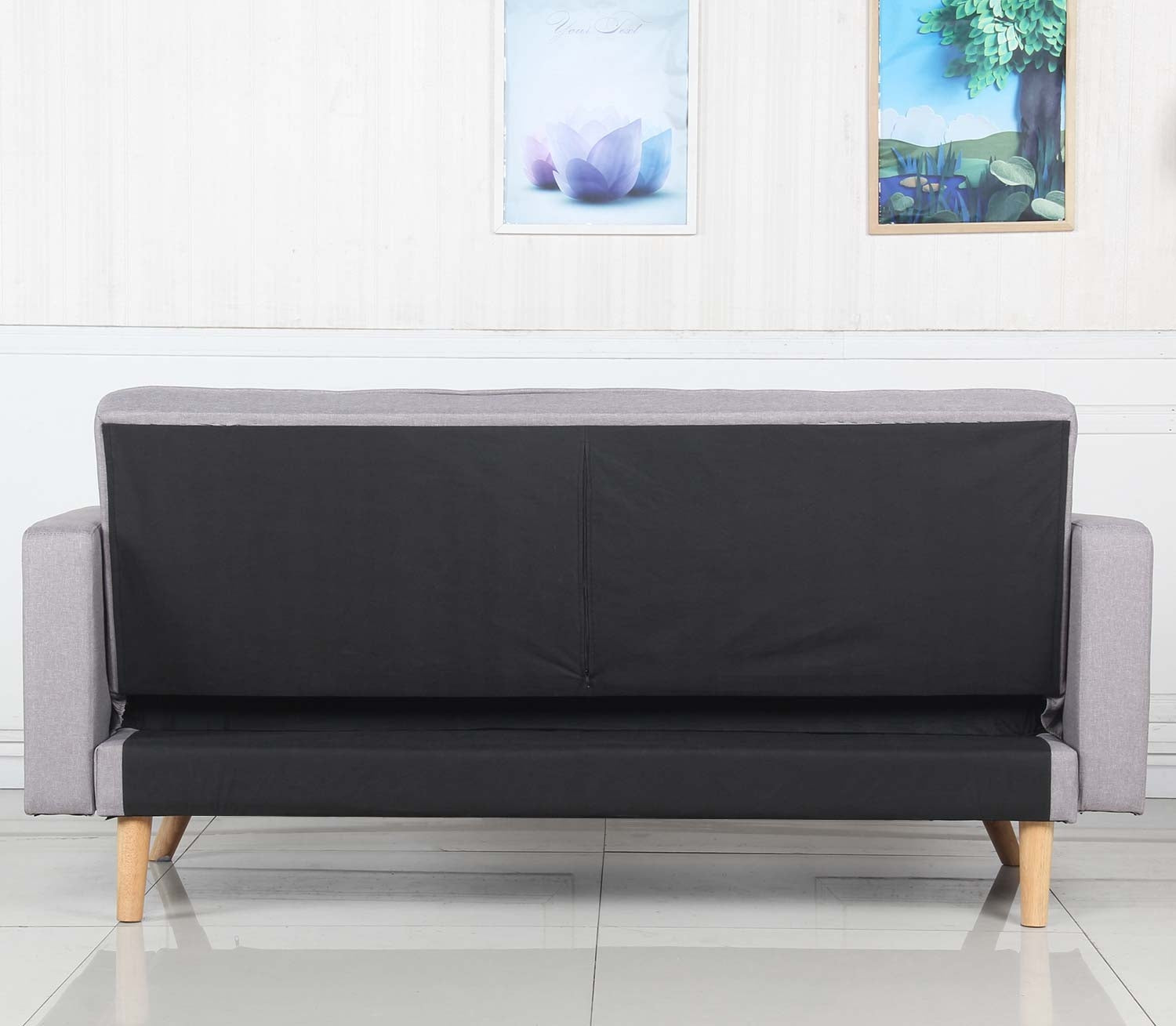 Canapé convertible scandinave Slow Tissu Gris clair vue arrière