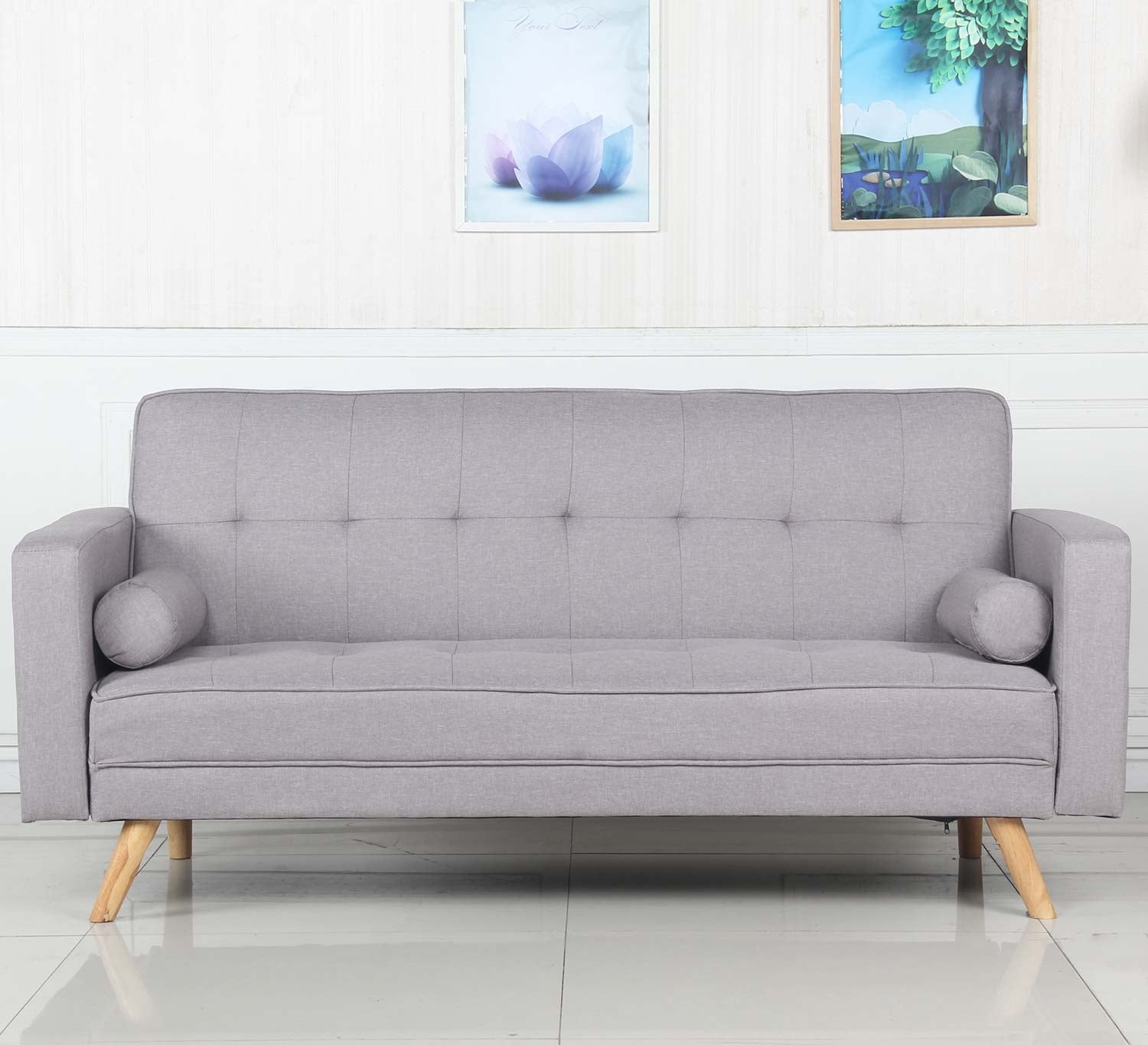 Canapé convertible scandinave Slow Tissu Gris clair