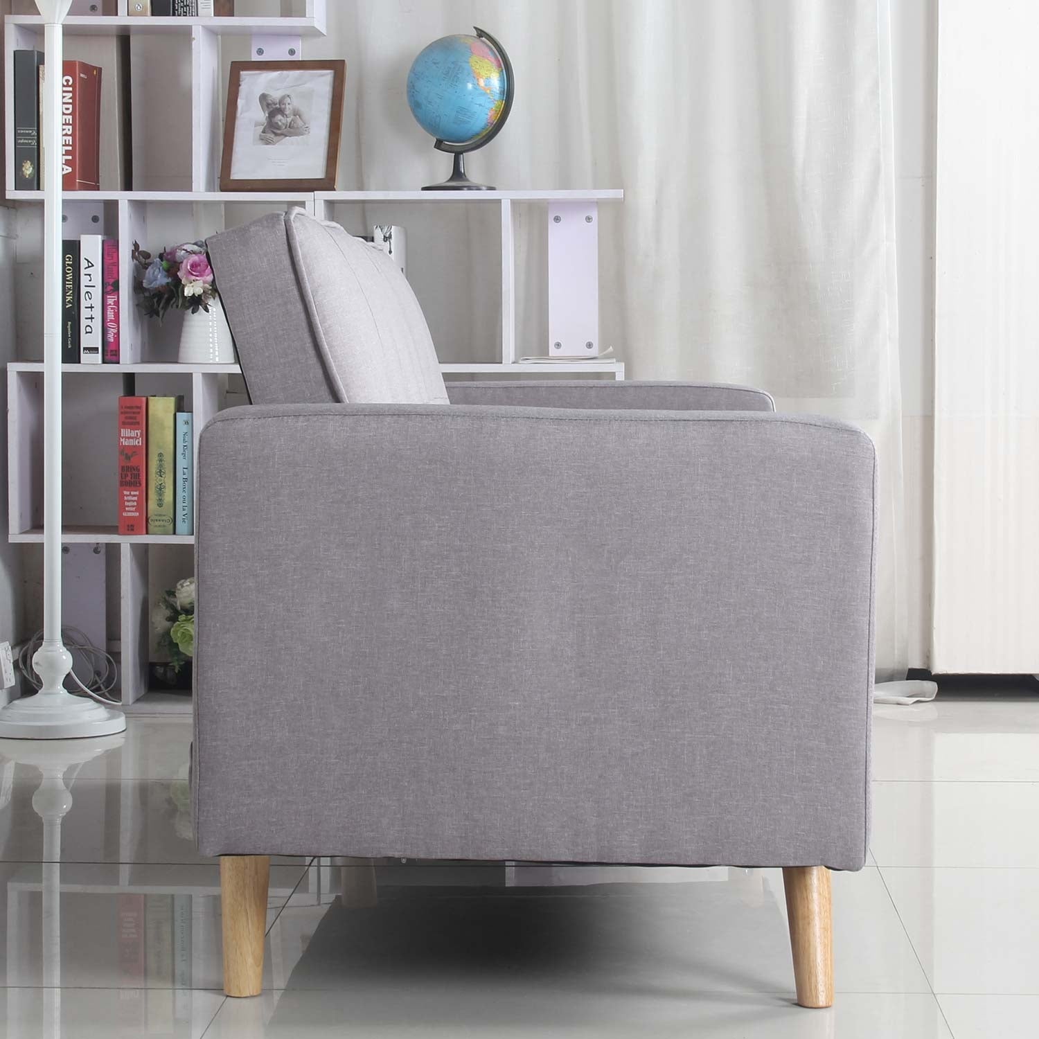 Canapé convertible scandinave Slow Tissu Gris clair vu de côté