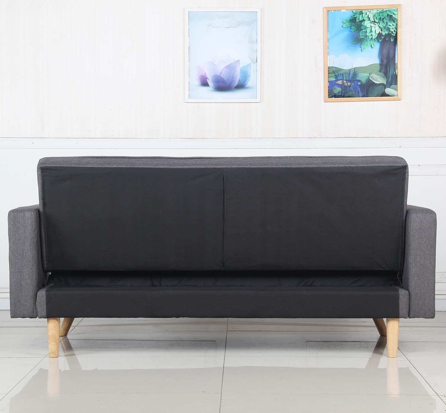 Canapé convertible scandinave Slow tissu Gris foncé