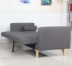 Canapé convertible scandinave Slow tissu Gris foncé en position lit
