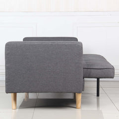 Canapé scandinave Slow tissu Gris foncé en position lit vu de côté