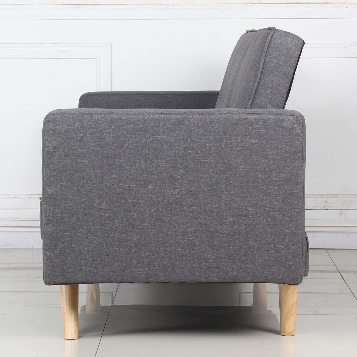 Canapé convertible scandinave Slow tissu Gris foncé vu de côté