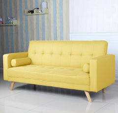 Canapé convertible scandinave Slow tissu Jaune en biais