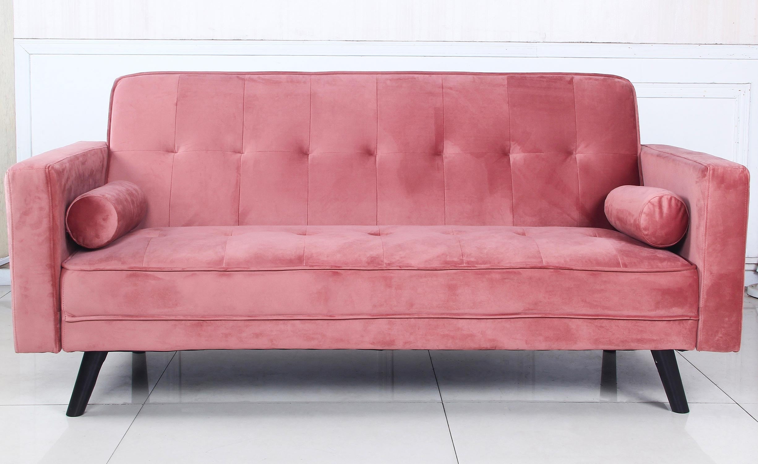 Canapé convertible scandinave Slow Velours Rose