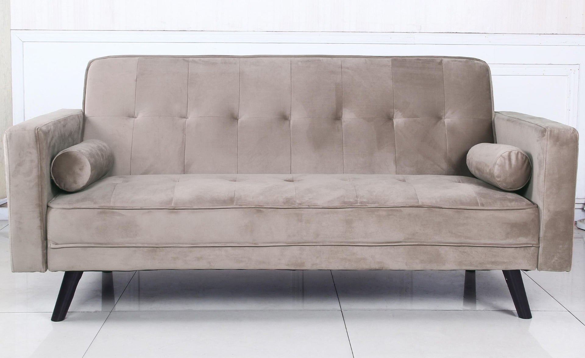 Canapé convertible scandinave Slow Velours Taupe