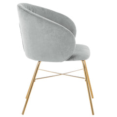 Chaise en velours Armelio argent pieds or