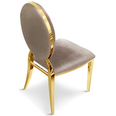 Lot de 4 chaises médaillon Sofia Pieds Or Velours Taupe