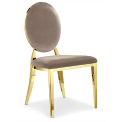Lot de 4 chaises médaillon Sofia Pieds Or Velours Taupe