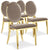 Lot de 4 chaises médaillon en velours taupe avec pieds dorés
