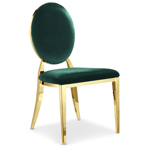 Lot de 6 chaises médaillon Sofia Pieds Or Velours Vert
