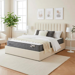 Pack Lit-coffre Songe + Matelas Bedream 180x200cm Tissu bouclette Beige