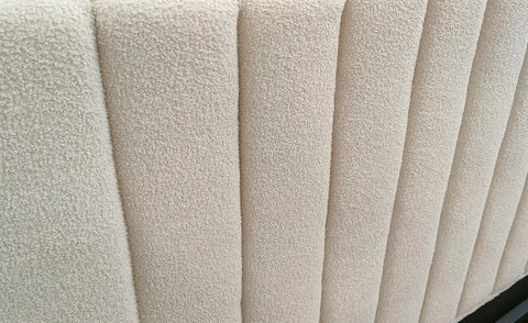 Lit Coffre Songe + Sommier Tissu bouclette Beige 140cm
