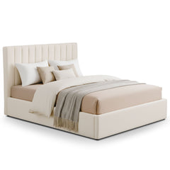 Pack Lit-coffre Songe + Matelas Bedream 180x200cm Tissu bouclette Beige