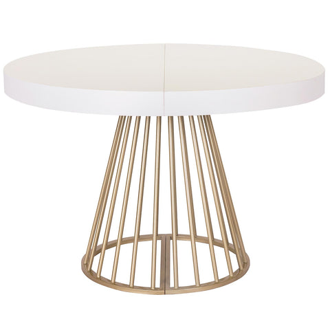 Table ronde extensible Atlon avec pieds or blanc
