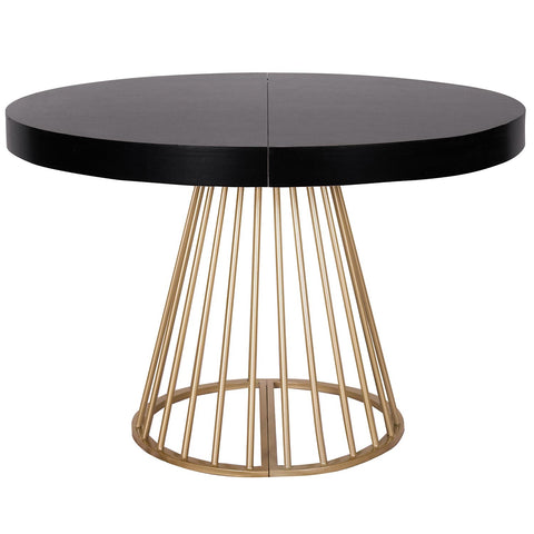 Table extensible Atlon ronde noire pieds or