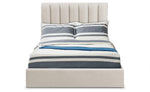 Lit coffre avec sommier relevable tissu beige 140x190cm