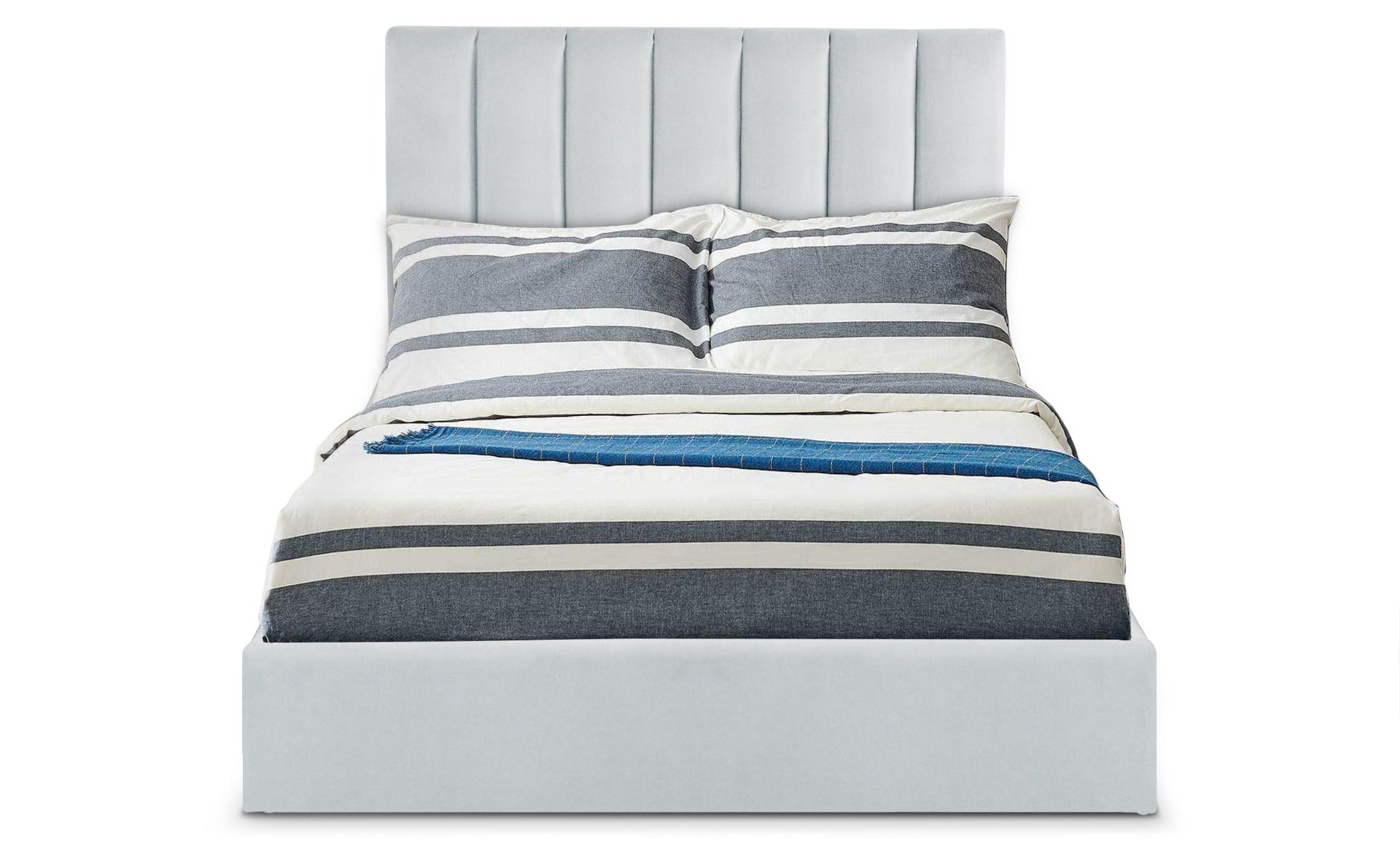 Lit Coffre Songe + Sommier Velours Argent 140cm