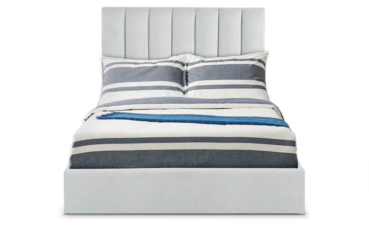 Lit Coffre Songe + Sommier Velours Argent 140cm