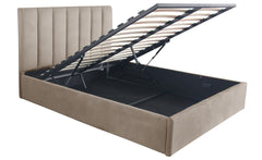 Lit coffre avec sommier relevable 140x190 cm coloris taupe