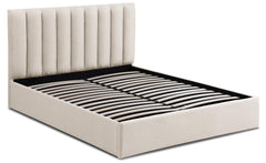Lit coffre Astris avec sommier tissu beige 160 cm