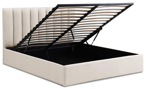Lit coffre Astris avec sommier tissu beige 160 cm