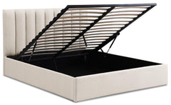 Lit coffre Astris avec sommier tissu beige 160 cm