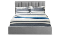 Lit coffre avec sommier relevable 160 cm en tissu gris
