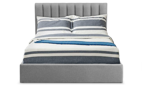 Lit coffre avec sommier relevable 160 cm en tissu gris