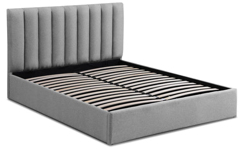 Lit Coffre Songe + Sommier Tissu Gris 160cm 