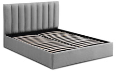 Lit Coffre Songe + Sommier Tissu Gris 160cm 