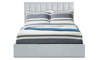 Lit coffre avec rangement et sommier relevable argent 160 cm
