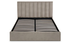 Lit coffre Astris + sommier velours taupe 160cm