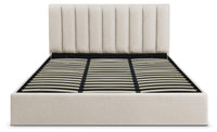 Lit coffre Astris avec sommier en tissu beige 180cm