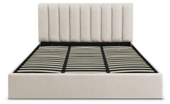 Lit coffre Astris avec sommier en tissu beige 180cm