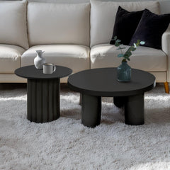 Ensemble de tables basses rondes Claudette avec piètement colonne noir
