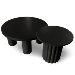Ensemble de tables basses rondes Claudette avec piètement colonne noir
