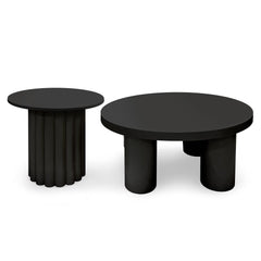 Ensemble de tables basses rondes Claudette avec piètement colonne noir