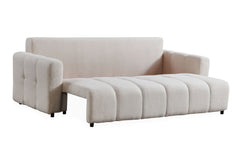 Canapé convertible 3 places Camus en tissu bouclette crème